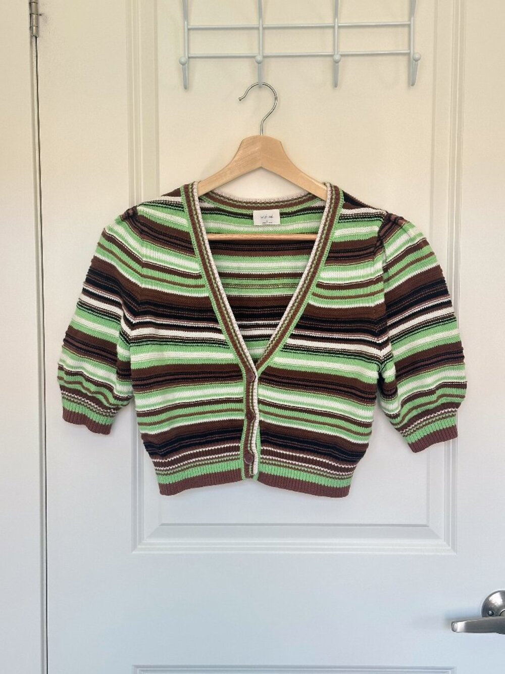 Aritzia Wilfred Canterbury Cardigan | Size: Small | Green and Brown Stripe